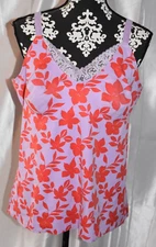Ruby Ribbon Lace Cami Size 46 Purple / Red Floral Sculpting Body Slimming Top EU