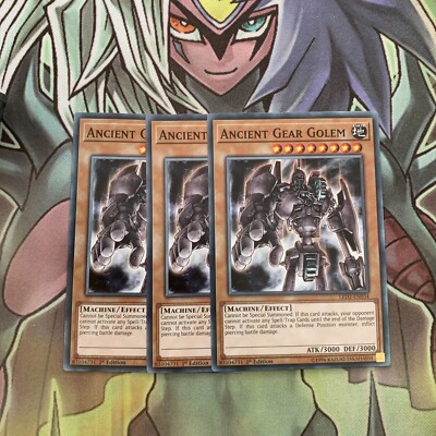 LED2-DE034 x3 Ancient Gear Golem Common Top Zustand Yugioh