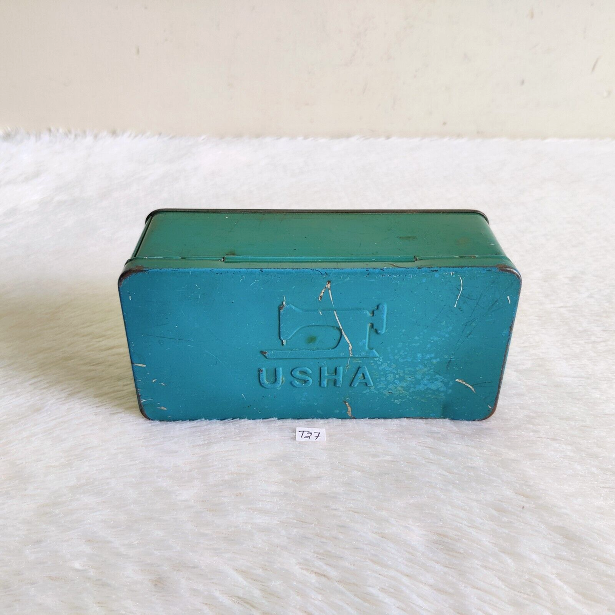 1950s Vintage USHA Sewing Machine Embossed Tin Case Box Sewing