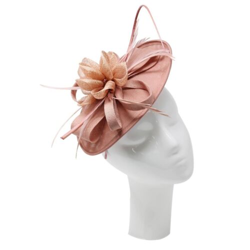 Women Sinamay Flower Fascinator Headband Clip Wedding Hat Ladies Day Royal Ascot - Picture 2 of 8