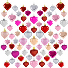 72 Pack Valentine Day Heart Shaped Ornaments Romantic Various Styles Heart Hangi