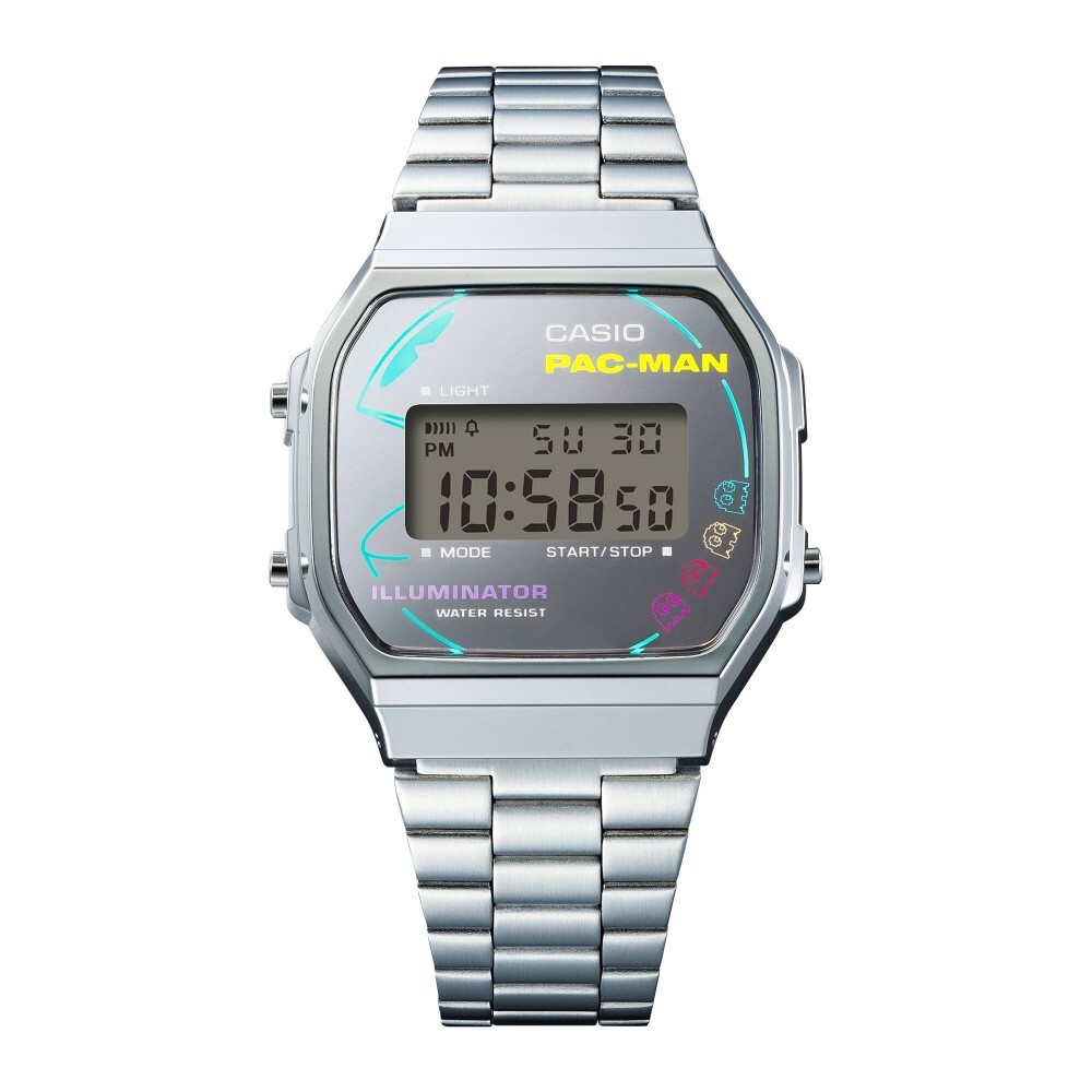 CASIO Silver Digital PAC-MAN Collectible Watch A168WEPC-7ADR