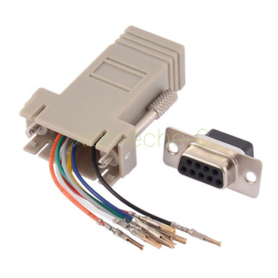 DB9 Female to RJ45 Female F/F RS232 Modular Adapter Converter Extender