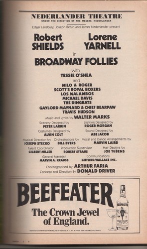 Tessie O'Shea "Broadway Follies" Playbill PREVIEW 1981 Shields & Yarnell - Imagen 2 de 2