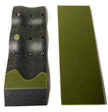 G10 1/8 .125 6x2 BLACK / OD GREEN LAYERED KNIFE HANDLE MATERIAL SCALES 2 Pcs