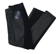 Chaps Women's Faux-Leather Inset Ponte Skinny Pants Black XL NWT