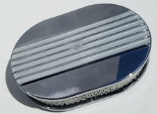 12 Oval Half Finned Polished Aluminum Air Cleaner Classic Nostalgia Street Rod