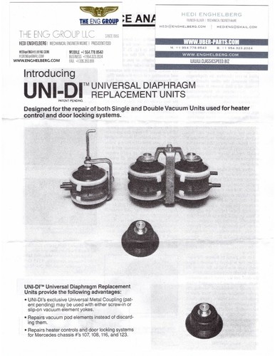 8 UNI-DI DIAPHRAGMS NEW DOOR LOCK ACTUATORS MERCEDES-BENZ W107 108 109 116 123 - Picture 10 of 21