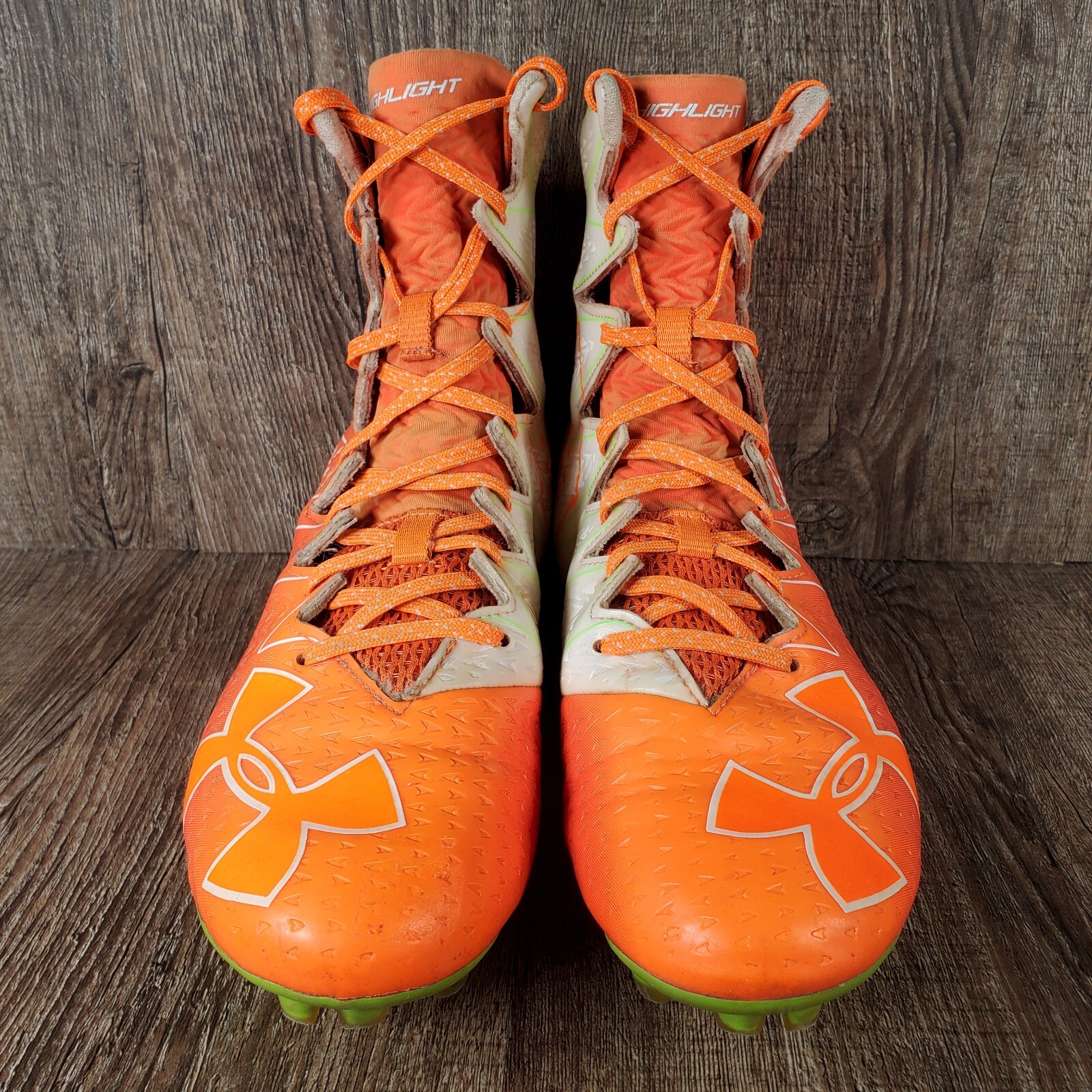orange football cleats size 8
