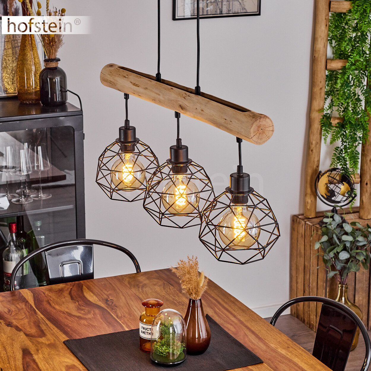 Hofstein Hängeleuchte »Vintage Hänge Leuchte Ess Wohn Schlaf Raum Beleuchtung Pendel Lampe Weiss Kordel S0r2j0e5
