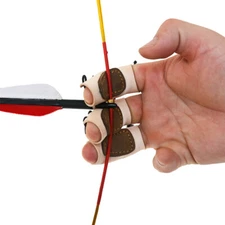 3 Pcs Archery Bow Finger Tab Leather Recurve Bow Hunting Guard Protective Gear