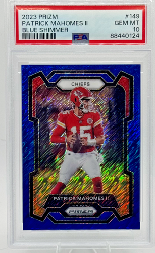 2023 Panini Prizm Patrick Mahomes II Blue Shimmer 13/25 PSA 10