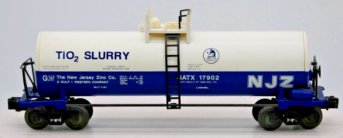 Lionel O Gauge 1:48 Scale New Jersey Zinc Unibody Tank Car 6-17902