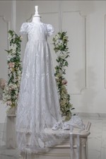 Luxury Lace Long Baby Girl Baptism Christening Gown Blessing Dress  Bonnet