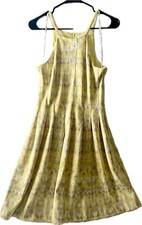 Calvin Klein Yellow Tie-Dye Scuba Crepe Fit & Flare Halter Dress Sz 10 NWT Snag