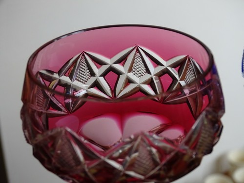 TWO AMAZING VINTAGES ROEMER WINE GLASS CRYSTAL VAL ST LAMBERT RED BLUE ht 7,48" - Picture 4 of 12