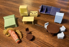 Vintage Doll House Miniature Furniture  Doll Unknown Maker 13pcs
