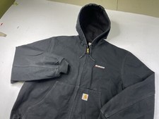 Vintage Carhartt Jacket Mens LARGE J131 Black Thermal Lined Work Coat Faded USA