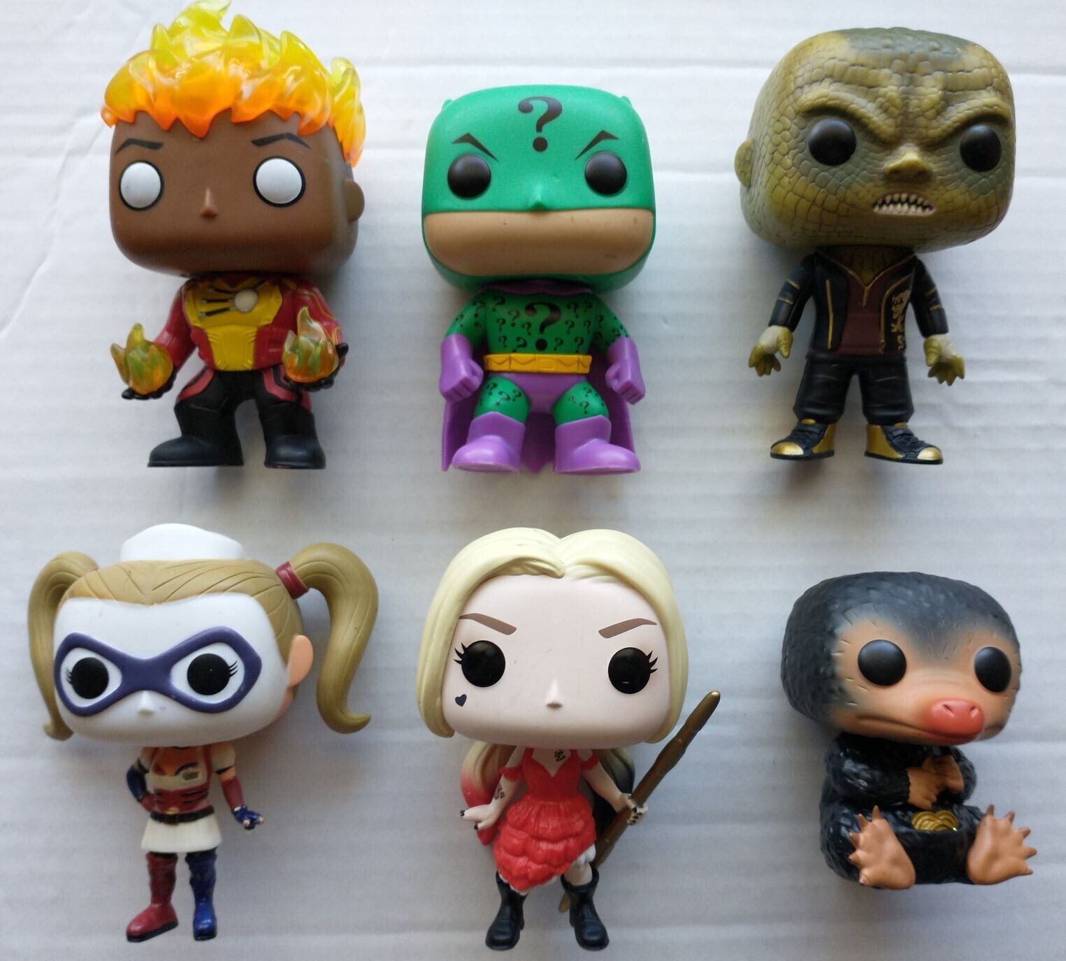 Funko Pop Lot of 6 - Harley Quinn - Firestorm - Batman - Killer Croc - Niffler