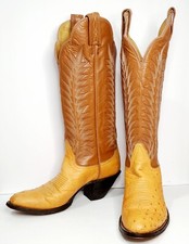 5.5 B TONY LAMA WOMENS COWBOY BOOTS OSTRICH VTG BLACK LABLE PUMPKIN SEED