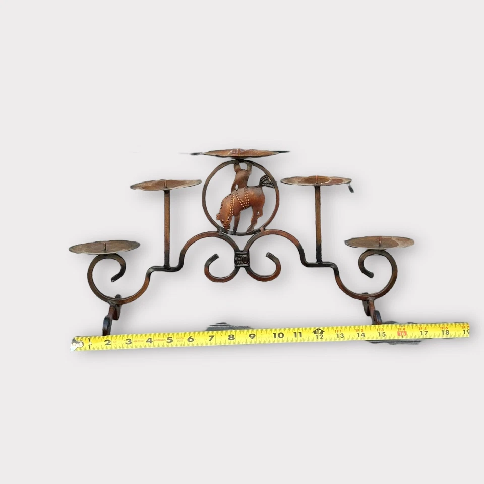 Western Cowboy Candle Holder Candelabra Rodeo Country Horse Decor - Image 3 of 4