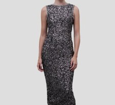  1990 Rachel Gilbert Women's Gray Sequin Samarah Gown Dress Size US2