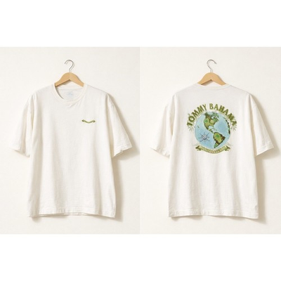 #ad #ad Tommy Bahama Mens XL White Be Green Earth Globe Graphic T Shirt Cotton Short Slv $18.89