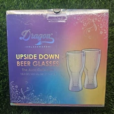Dragon Glassware Upside Down 13.5 Oz Beer Glasses Set of 2 The Aura Collection