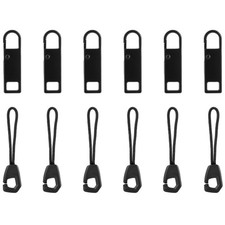 12pcs Zipper Pull Replacement Kit, Detachable Metal Tabs Tag and Black