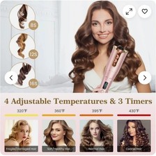 Automatic Hair Curler with LCD Display   1  Rotating Barrel, 4 Heat Settings, 3