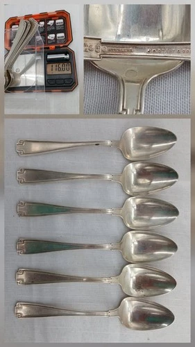 Antique 6 Sterling Silver Spoon 116 Gram 1913 Pat J.A. Stapf Gorham ? Etruscan