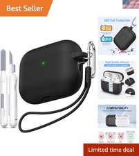 Sleek Shock-Absorbing Case for AirPods Pro 3 with Front LED Visibility - Black