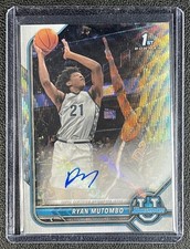 RYAN MUTOMBO 2021-22 BOWMAN CHROME U PROSPECT AUTO WAVE REFRACTOR 100/199