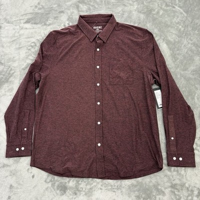 Rhone WFH Shirt XL Burgundy Long Sleeve Button Up Stretch Moisture Wicking NWT