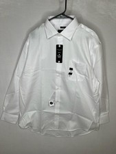 Pronto Uomo Dress Shirt Mens 17.5 32/33 Long Sleeve White Slim Fit Non Iron NEW