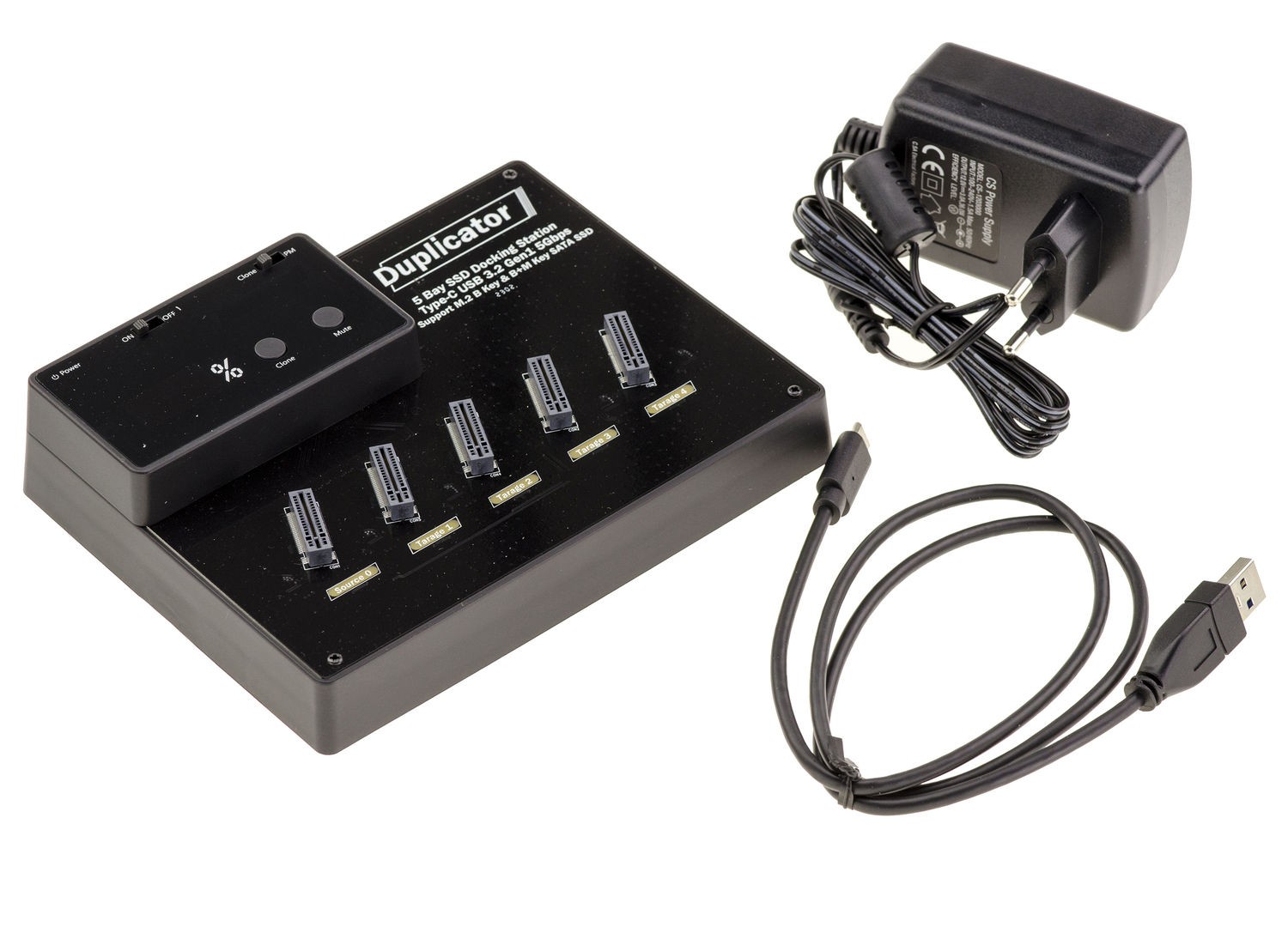 Station d'accueil pour 5 SSD M.2 SATA duplicateur noir USB 3.0