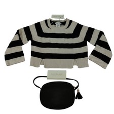 Rachel Zoe Girls Striped Knit Sweater Purse Set Size XS 4 NWT Black Beige