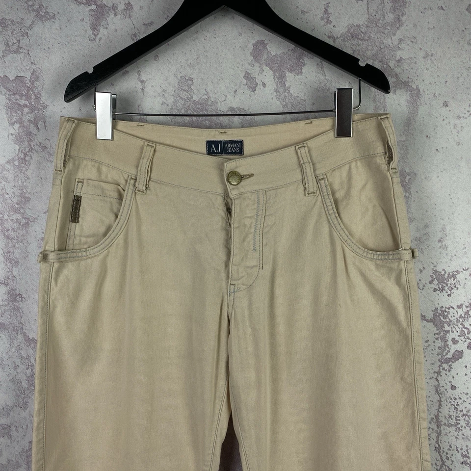 Jeans Armani vintage de lino para hombre de lujo Y2K Italia clásicos raros años 90 talla 32 Foto 2 de 4