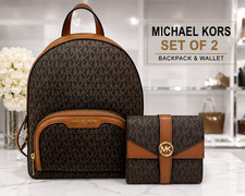 MICHAEL KORS JAYCEE BOLSO MOCHILA BOLSILLO CREMALLERA MEDIANO MK Marrón + Cartera