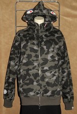 BAPE  Shark Hoodie - Full Zip Gray Camo WGM A Bathing Ape sz M w/ Orig Ape Tag