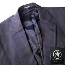 Hart Schaffner Marx Short Arms Men Blazer 46L Blue Plaid Wool Sport Coat Jacket