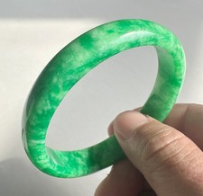 Certified Natural Grade AAA Ice Green Burmese Jade jadeite bracelet bangle 60MM