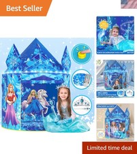 Frozen Princess Tent for Girls with Magical Sound Button, LED Lights, Crown ...