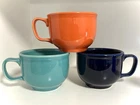 3pc Set Fiesta Jumbo Mugs/Soup Cups, Cobalt, Turquoise & Poppy, HLC retired