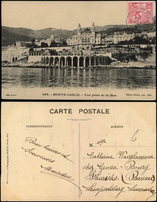 Postcard Monte-Carlo Panorama Ansicht Vue prise de la Mer 1910