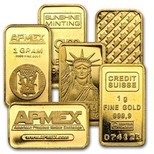 1 gram Gold Bar - Secondary Market .9999 Fine Gold - Design Varies