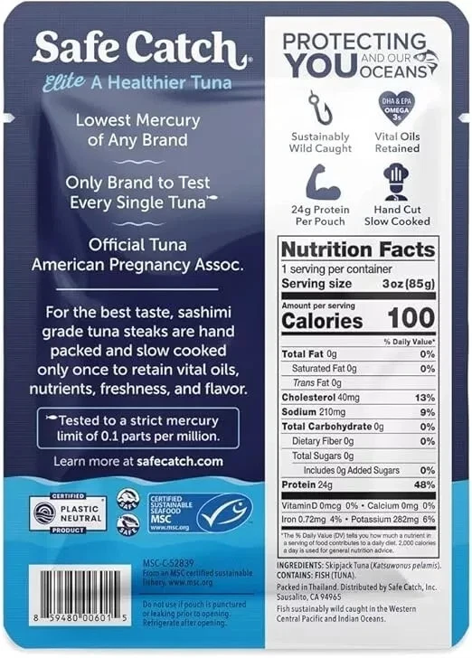 Safe Catch Elite Tuna Wild-Caught Lowest Mercury Fish Pouch Gluten-Free Pack(12) - Image 3 of 4