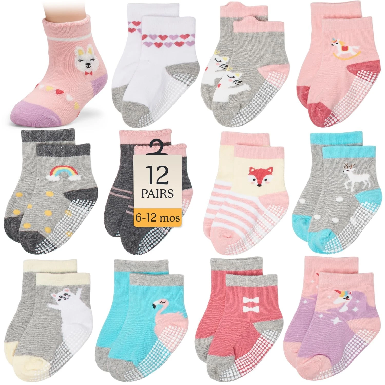Crew Grip Socks for Girls, Animals Design, 0-6 Months, Light Colors
Opens in a new window or tab