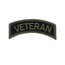 Green Veteran Tab 3x1 Inch Embroidered Hook Fastener Patch for Jackets Backpacks