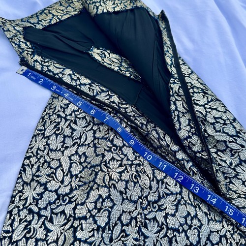 Vintage 1960s Brocade Party Cocktail Dress & Jacket Coat 2pc Metallic Silver - Picture 22 of 24